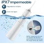 Irrigador Bucal Portatil, Vimmk Irrigador Dental Inalámbrico Profesional 8 Boquillas 5 Modos, IPX7 Impermeable 300ML USB-C