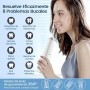 Irrigador Bucal Portatil, Vimmk Irrigador Dental Inalámbrico Profesional 8 Boquillas 5 Modos, IPX7 Impermeable 300ML USB-C