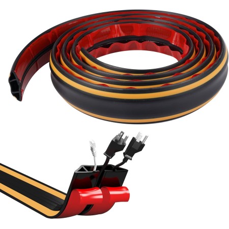 2 M Ocultar Canaleta Cables Suelo, Pasacables Suelo con 3 Canale, Autoadhesiva Canaletas para Cables Suelo, Protectores de