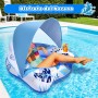 JONRRYIN Flotadores Piscina Adultos, Inflable Flotador con Sombrilla, Flotador Anillo Hinchable con Portavasos, Flotante Barco