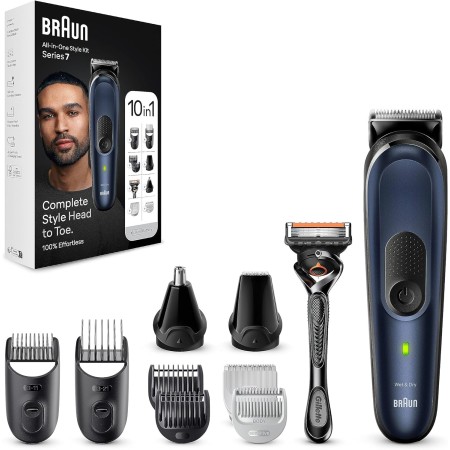 Braun Recortadora Todo En Uno Series 7 AIO7545, Kit De Styling 12en1 Para Barba, Pelo, Orejas, Nariz y Cuerpo, 14 Longitudes,