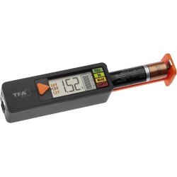 TFA Dostmann BatteryCheck 98.1126.01 - Comprobador de batería para pilas y baterías (AAA,AA,C,D), pila de botón, batería de