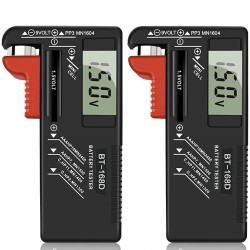 Greluma 2 Piezas Comprobador de batería digital, Comprobador de batería universal Probadores de batería domésticos para AAA AA C