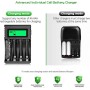 POWEROWL Cargador Rápido de Pilas Recargables, LCD Cargador para Ni-MH/Ni-CD Pilas Recargables AA/AAA , Ranura Independiente &
