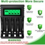 POWEROWL Cargador Rápido de Pilas Recargables, LCD Cargador para Ni-MH/Ni-CD Pilas Recargables AA/AAA , Ranura Independiente &