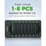 BEVIGOR Pilas Recargables AA Ni-MH, 8 Unidades De Pilas AA con Cargador De 8 Posiciones para Carga Rápida