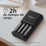 eneloop Pro SmartPlus Cargador, para 1-4 Pilas Recargables AA/AAA, 2h de Tiempo de Carga, 10 Funciones de Seguridad, 4 Pilas