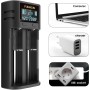 FUGASUN Cargador de Batería USB Inteligente, Cargador de Pilas 21750 21700 18650 20700 22700 26650 26700 16340 (RCR123) 17650
