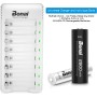 BONAI Cargador de Pilas Recargables con 8 Piezas de 1100mAh AAA Ni-MH Pilas Recargables, 8 Ranuras Independientes con Luces