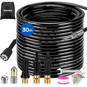 30M Manguera de limpieza de tuberías para limpiadoras de alta presión, WADEO 400 bar juego de limpieza de tuberías adecuado para