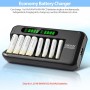 ENEGON Cargador de Pilas Recargables Rápido Con Adaptador de CA y Pantalla LCD Inteligente - 8 Ranuras Independientes Para AA
