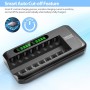ENEGON Cargador de Pilas Recargables Rápido Con Adaptador de CA y Pantalla LCD Inteligente - 8 Ranuras Independientes Para AA