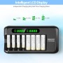 ENEGON Cargador de Pilas Recargables Rápido Con Adaptador de CA y Pantalla LCD Inteligente - 8 Ranuras Independientes Para AA