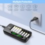ENEGON Cargador de Pilas Recargables Rápido Con Adaptador de CA y Pantalla LCD Inteligente - 8 Ranuras Independientes Para AA