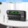 ENEGON Cargador de Pilas Recargables Rápido Con Adaptador de CA y Pantalla LCD Inteligente - 8 Ranuras Independientes Para AA