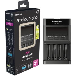 eneloop Pro Cargador Pro, para 1-4 Pilas Recargables AA/AAA, 2h de Tiempo de Carga, 10 Funciones de Seguridad