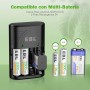 EBL 4 Ranuras Cargador de Pilas AA AAA 9V, Rápido Cargador Plug, Multifuncional Cargador de Baterías para AA AAA 9V Pilas