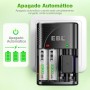 EBL 4 Ranuras Cargador de Pilas AA AAA 9V, Rápido Cargador Plug, Multifuncional Cargador de Baterías para AA AAA 9V Pilas