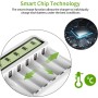 POWEROWL Cargaor de Pilas AA AAA de 8 Bahías, Ranura Independiente, Carga USB para Pilas Recargables Ni-MH Ni-CD AA AAA