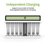 POWEROWL Cargaor de Pilas AA AAA de 8 Bahías, Ranura Independiente, Carga USB para Pilas Recargables Ni-MH Ni-CD AA AAA