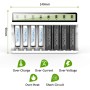 POWEROWL Cargaor de Pilas AA AAA de 8 Bahías, Ranura Independiente, Carga USB para Pilas Recargables Ni-MH Ni-CD AA AAA