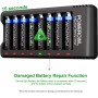 POWEROWL Cargador de Pilas AA, AAA con 8 Unidades de AA 2800mAh Ni-MH Pilas Recargables con Luces LED(Carga rápida USB, Ranura