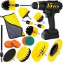 BUOAZR 15 Piezas Cepillo Taladro, Cepillo de Limpieza Electrico, Cepillo Taladro Limpieza Kit, Cepillo Llantas, Juego de