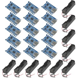GTIWUNG 10 Piezas 3.7V 18650 Caja de Soporte de Batería, Ranura única + 15 Piezas Placa de Carga del módulo del Cargador de