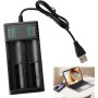 USB Cargador Batería 18650, 2 Cargador Pilas Rápido Baterías de Litio para 3.7V Li-Ion 18490 18350 17670 17500 16340 14500 20700
