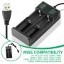 USB Cargador Batería 18650, 2 Cargador Pilas Rápido Baterías de Litio para 3.7V Li-Ion 18490 18350 17670 17500 16340 14500 20700