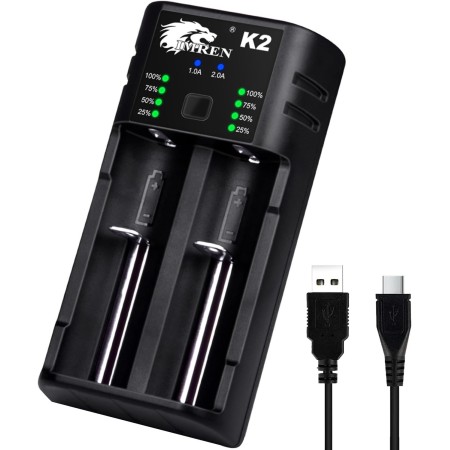 IMREN 18650 Cargador de Batería, Universal de 4 Ranuras de Carga rápida para 3.7V 18650 14500 14650 17500 18350 18650 18700