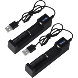 2 Pack | USB Cargador para 18650 Baterías | Cargador de Una Ranura para Baterías 3,7V 26650/18650/17670/14500/10440/16340