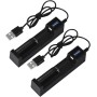 2 Pack | USB Cargador para 18650 Baterías | Cargador de Una Ranura para Baterías 3,7V 26650/18650/17670/14500/10440/16340