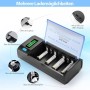 ENEGON Cargador de Pilas Universal con Pantalla LCD – Cargador de Pilas Recargables AA AAA C D 9V NiMH/NiCD Cargador Pilas –