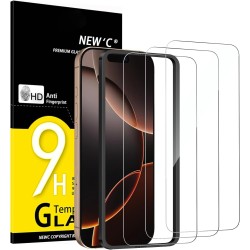 NEW'C 3 Piezas, Protector Pantalla para iPhone 17, 17 Pro, iPhone 16 Pro (6,3″), Cristal templado con herramienta de instalación