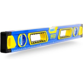 S&R Nivel de Burbuja de Aluminio - 60 cm - Magnético - 3 burbujas (horizontales/verticales / 45°) - Tapones antichoque -