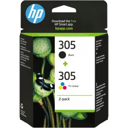 HP 305 6ZD17AE, Negro y Tricolor, Cartuchos de Tinta Originales, Pack de 2, compatible con impresoras de inyección de tinta HP