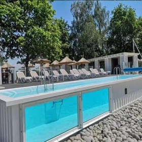 Piscinas prefabricadas de 20 pies y 40 pies para contenedores de envío prefabricadas modulares, piscinas de vidrio sobre el