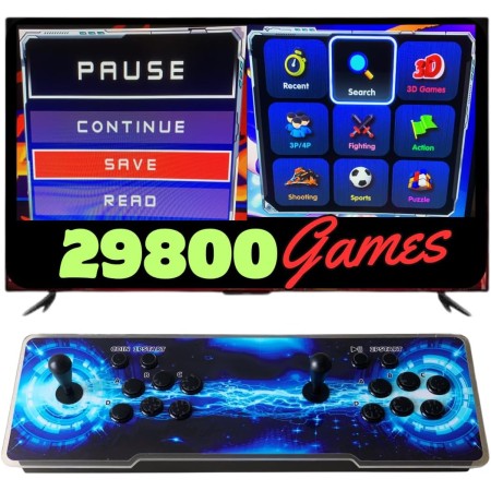 Arcade Machine Console with 26800 Retro Games and Original 3D Games with Color Changing LEDs and Sound System and Oval Joysticks