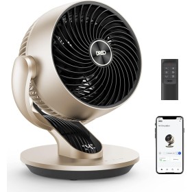 Dreo Smart Table Fan, 28 dB, Diameter 18 cm, 4 Speeds, 5 Modes, 12H Timer, 120° + 90° Oscillation, Remote and Voice Control,