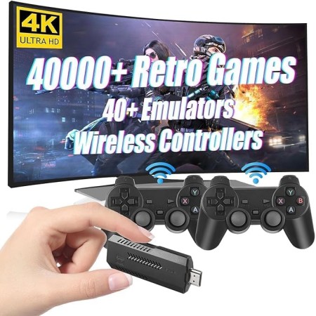 HARDISK Retro Pro Console 4K HDMI Portable Connectable to TV - + 25,000 Games Pre-Installed - USB HD 64GB Arcade -2 Wireless
