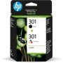 HP 301 N9J72AE , Pack de 2, Cartuchos de Tinta Originales Negro y Tricolor, Compatible con Impresoras de Inyección de Tinta HP