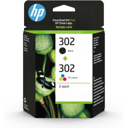 HP 302 X4D37AE, Pack de 2, Cartuchos de Tinta Originales Negro y Tricolor, compatible con impresoras de inyección de tinta HP