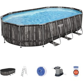 Bestway 5611R - Juego de piscina fuera de tierra Power Steel ovalado, 610 x 366 x 122 cm