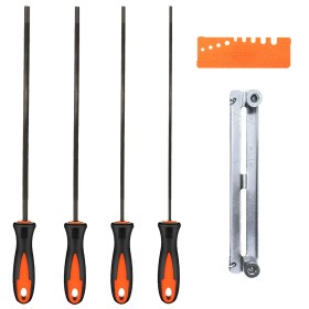4 Piezas Lima Afilar Motosierra, Fácil de Usar, Afilador de Motosierra, con Ayuda para Limar Calibre de Comprobación Rápida,