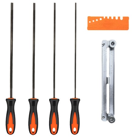 4 Piezas Lima Afilar Motosierra, Fácil de Usar, Afilador de Motosierra, con Ayuda para Limar Calibre de Comprobación Rápida,
