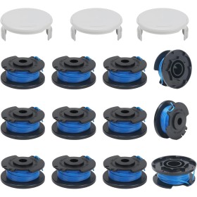 COEWUR 12 Piezas Bobina de Repuesto Ø 1,6mm Bobinas de Hilo con 3 Tapas Bobina Recortadora 3.4m Largo Bobina Hilo para Ryobi