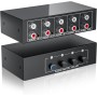 Caja de interruptores de audio auxiliar de 3,5 mm + RCA L/R, salida bidireccional, selector de audio estéreo BolAAzuL 4 x 1,