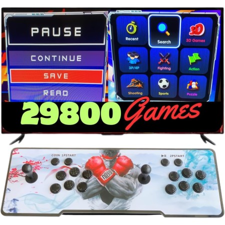 Pandora Box Arcade Console with 26800 Original Retro Games and 3D Games, Color Changing LEDs and Sound System and Oval Joysticks