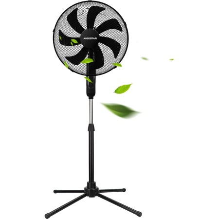 Aigostar Elsie Standing Fan with 7 Blades, 60 W, Diameter 41 cm, Quiet Standing Fan Oscillating 75°, 3 Speeds and Adjustable